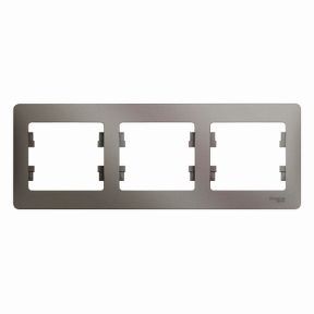 GLOSSA  Рамка горизонтальная 3-м . платина IP20 Schneider Electric