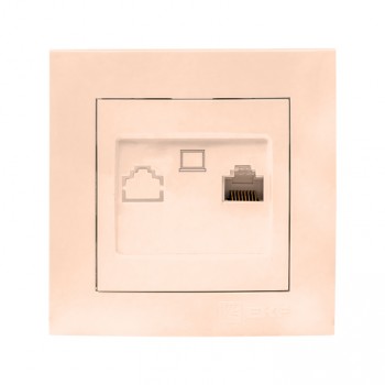 Валенсия Розетка компьютерная RJ-45 1-местная кремовая EKF