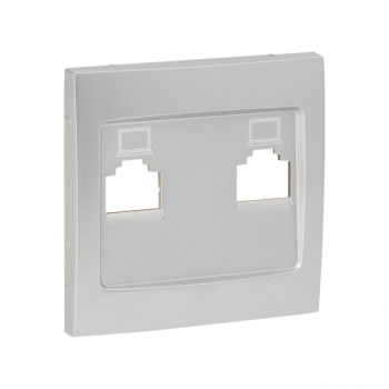 Валенсия Лицевая панель розетки RJ-45 2-местная сталь EKF