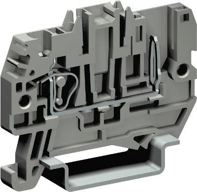 Пружинная проходная клемма со штыревым контактом. Серая. 2,5 кв. мм. DKC