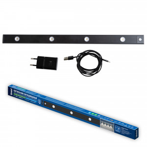 Светильник светодиодный для мебели 5W(400lm) 4000K 4K 9x600x39мм датч. движ/освещ черный ULI-F50-5W/4000K Uniel