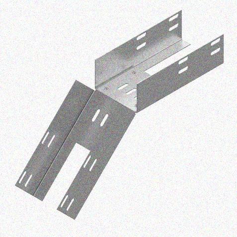 Лоток перфорированный КС 200х50-45 УТ1,5 для поворота трассы вниз на 45, оцинкованный лист S1,5
