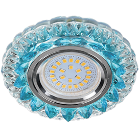 Св-к MR16 GU5.3 LD7009 Круг "Кристалл" 4000K голубой/хром 30x95 Ecola