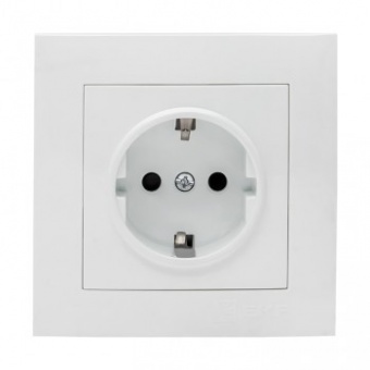 Валенсия Розетка 1-местная с/з 16А белая с защ, штор, EKF