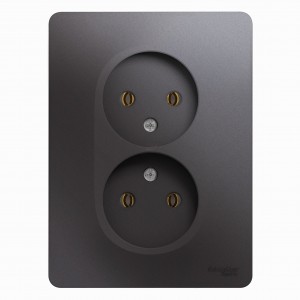 GLOSSA  Розетка СУ 2-м. без з/з в сборе 16А графит IP20 Schneider Electric