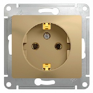 GLOSSA  Механизм розетки без лицевой панели СУ 1-м с заземл. 16А титан IP20 Schneider Electric