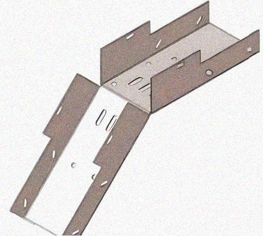 Лоток замковый перфорированный КСЗ 100х60-45 УХЛ1 для поворота трассы вниз на 45, горячее цинкование, S1,5