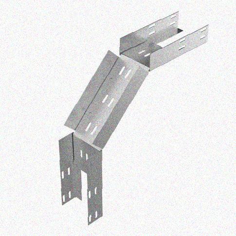 Лоток перфорированный КС 250х150-90 УТ1,5 для поворота трассы вниз на 90, оцинкованный лист, S1,5