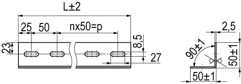 L-образный профиль, L2000, горячеоцинкованный DKC