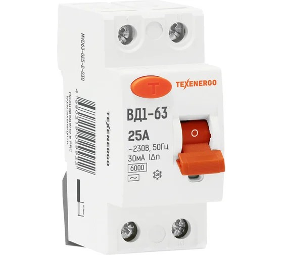 Устройство защитного отключения УЗО ВД1-63 2П 25А 30мА
