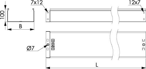 Лоток 200х100 L3000, горячеоцинкованный DKC