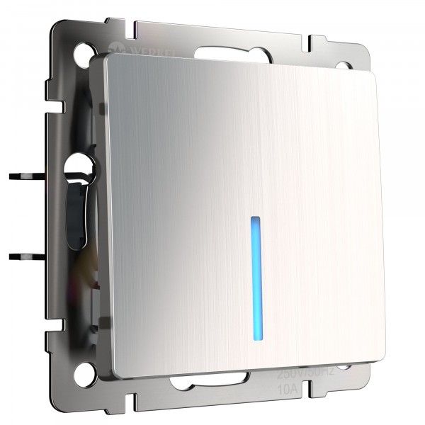 Встраиваемые механизмы Выключатель СУ 1 кл. с подсветкой 10А глянцевый никель IP20 Werkel