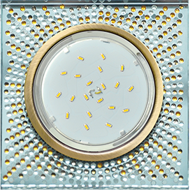 Св-к GX53 H4 Стекло квадрат c прозр.-янтарной мозаикой черн. бронза фон зерк.Ecola