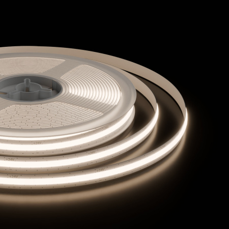 Светодиодная лента 24В 10Вт/м, COB 528 д/м, FreeCut, 700лм/м, IP20, PCB 8мм,5м, CRI90+, 4000K APEYRON