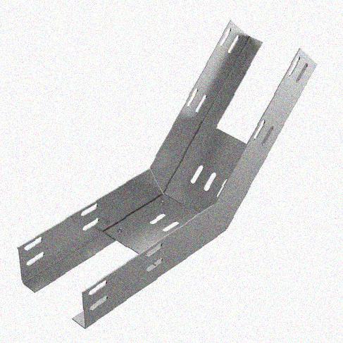 Лоток перфорированный КП 500х200-45 УТ1,5 для поворота трассы вверх на 45, оцинкованный лист, S1,5