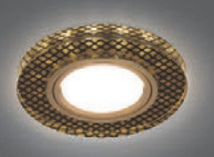 Св-к встр. MR16 Круг 2000K 90(65)x25 Крист/Черный/Золото Gauss 