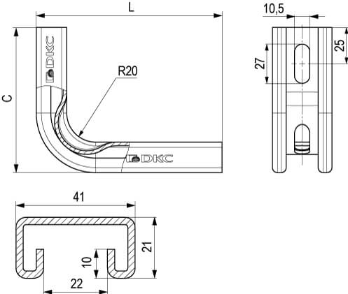 Легкая консоль DW осн.100 мм, горячеоцинкованная DKC