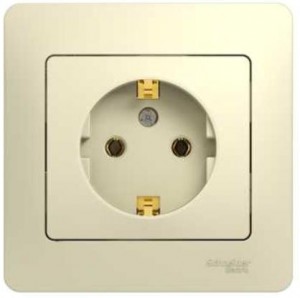 GLOSSA  Розетка СУ 1 мест. с з/з в сборе 16А бежевый IP20 Schneider Electric