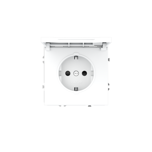 Розетка встраиваемая Voltum S70 с заземлением, защитными шторками и крышкой 16А, (белый матовый)