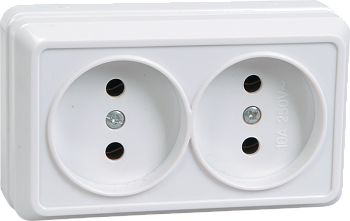 Розетка 2-местная ОУ РС22-2-ОБ без з/з 10А ОКТАВА белый IEK