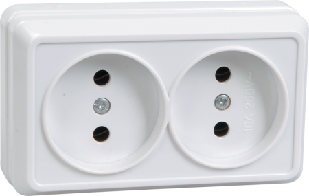 Розетка 2-местная ОУ РС22-2-ОБ без з/з 10А ОКТАВА белый IEK