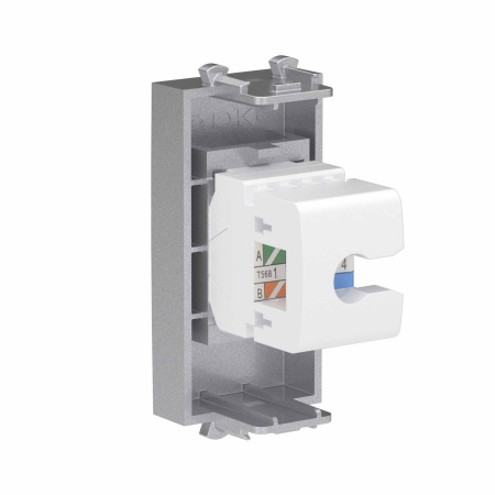 Телефонная розетка RJ-12 без шторки модульная, "Avanti", "Закаленная сталь", 1 модуль DKC