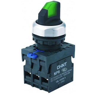 Переключатель подсвет. NP8-20XD/224, 2 полож. самовозв., зелен., AC110-230В(LED),1НО, IP65 (R) CHINT