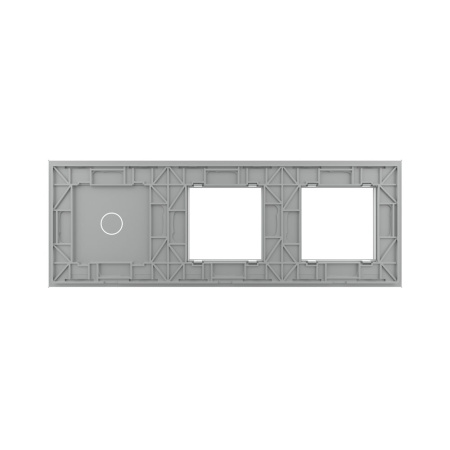 Панель для двух розеток и сенсорного выключателя, 1 клавиша, цвет серый, стекло Livolo