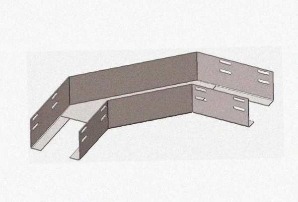 Лоток угловой глухой КГГ 250х65-90У3 поворот на 90, окрашенный, S1,5