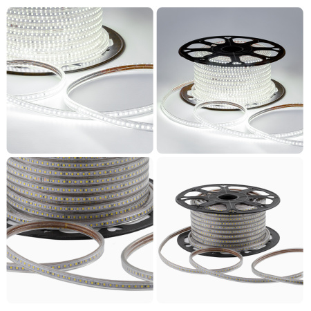 O17-08 Светодиодная лента 220В, 7Вт/м, smd2835, 120д/м, IP65, 600лм/м, размер 13х7мм, 50м, д/б, 4000К APEYRON