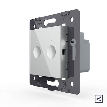 Двухклавишный проходной сенсорный выключатель Module, цвет серый (механизм) Livolo