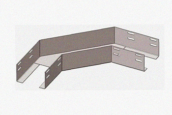 Лоток угловой глухой КГГ 250х200-90 УТ1,5 поворот на 90, оцинкованный лист, S1,5
