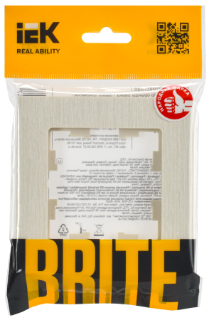 BRITE Рамка 1-мест. РУ-1-Бр беж. рифленый IEK