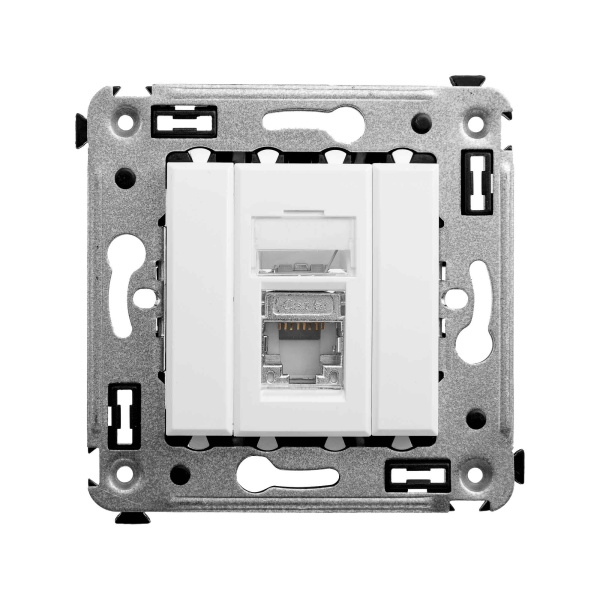Компьютерная розетка RJ-45 в стену, кат.6 одинарная экранированная, "Avanti", "Белое облако" DKC