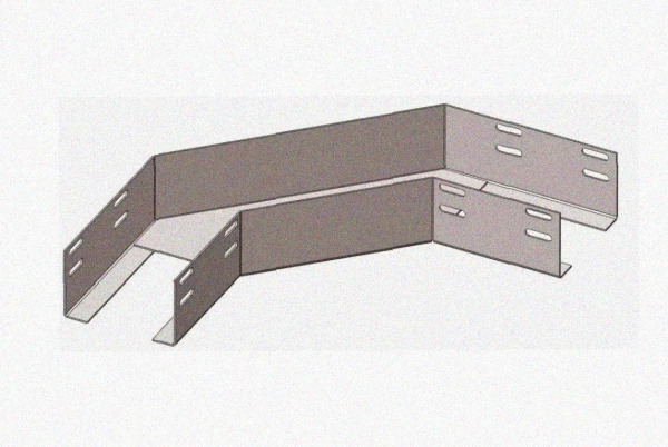 Лоток угловой глухой КГГ 250х200-90 УТ1,5 поворот на 90, оцинкованный лист, S1,5