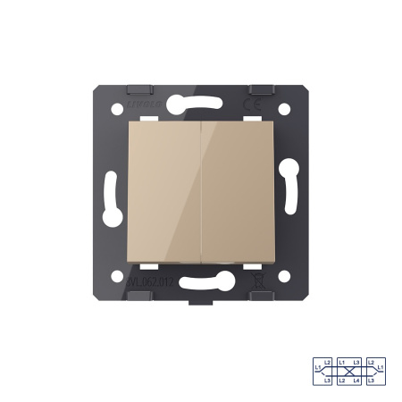 Клавиша перекрестного механического выключателя, 1/2 модуля, цвет золотой (механизм) Livolo