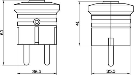 Вилка кабельная, бытовая с центральным вводом кабеля. Белая. IP20 16А 2P+E 230В DKC