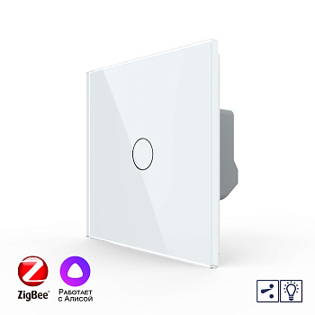 Одноклавишный проходной умный сенсорный Адаптивный диммер Livolo ZigBee, 1 пост, Белый VL-C701SD1Z-2WG