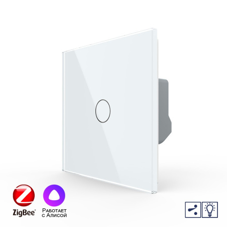 Одноклавишный проходной умный сенсорный Адаптивный диммер Livolo ZigBee, 1 пост, Белый VL-C701SD1Z-2WG