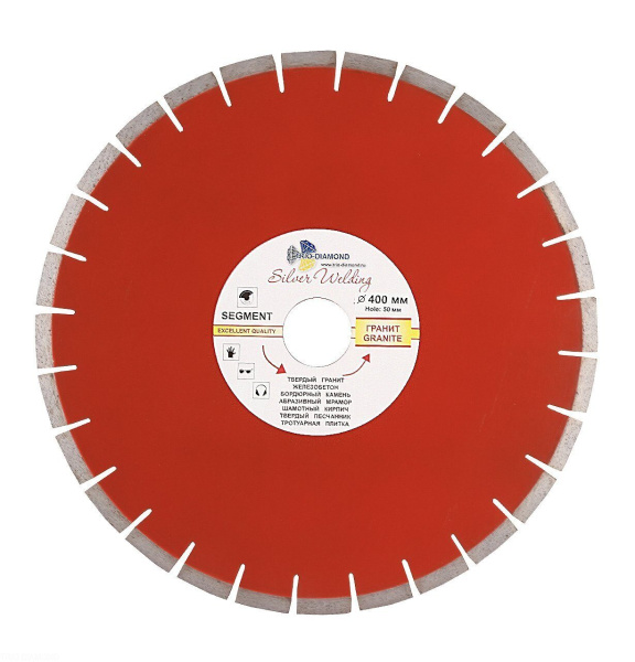 Диск алмазный отрезной 400*50 Сегмент Гранит Серебряная пайка SWG903 Trio-Diamond