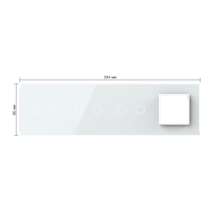 Панель для 3-х сенсорных выключателей и розетки, 6 клавиш (2+2+2), цвет белый, стекло Livolo