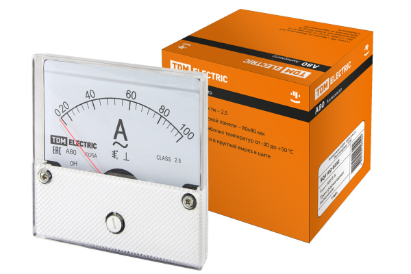 Амперметр А80Н 100А/5А-2,5, трансформаторного включения, (без поверки), TDM