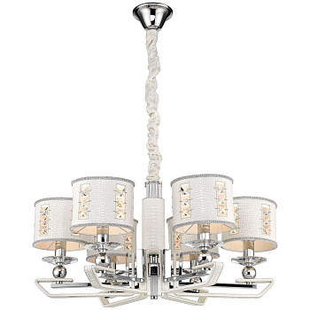 Люстра подвесная Хром, Белый/Белый, Прозрачный E14 6*40Вт WE393.06.003 WERTMARK