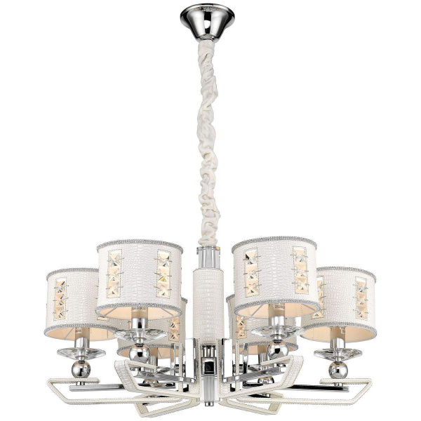 Люстра подвесная Хром, Белый/Белый, Прозрачный E14 6*40Вт WE393.06.003 WERTMARK