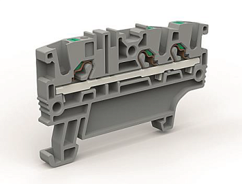 Проходная клемма 3 точки подключения на 2,5 кв.мм DKC
