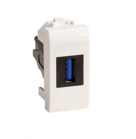 USB 3.0 розетка, Brava, белая, 1 мод. DKC