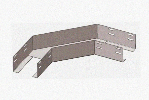 Лоток угловой перфорированный КГ 100х65-90 УХЛ1 поворот на 90, оцинкованный лист, S0,8