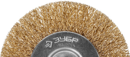Профессионал. Щетка дисковая для дрели, витая латунированная стальная проволока 0,3мм, 100мм ЗУБР