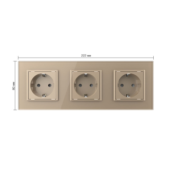Розетка 3 модуля Золотая Livolo