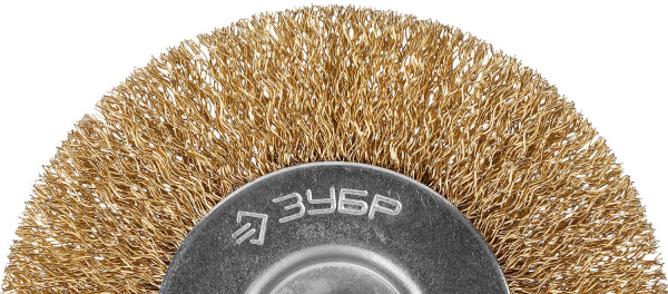 Профессионал. Щетка дисковая для дрели, витая латунированная стальная проволока 0,3мм, 100мм ЗУБР